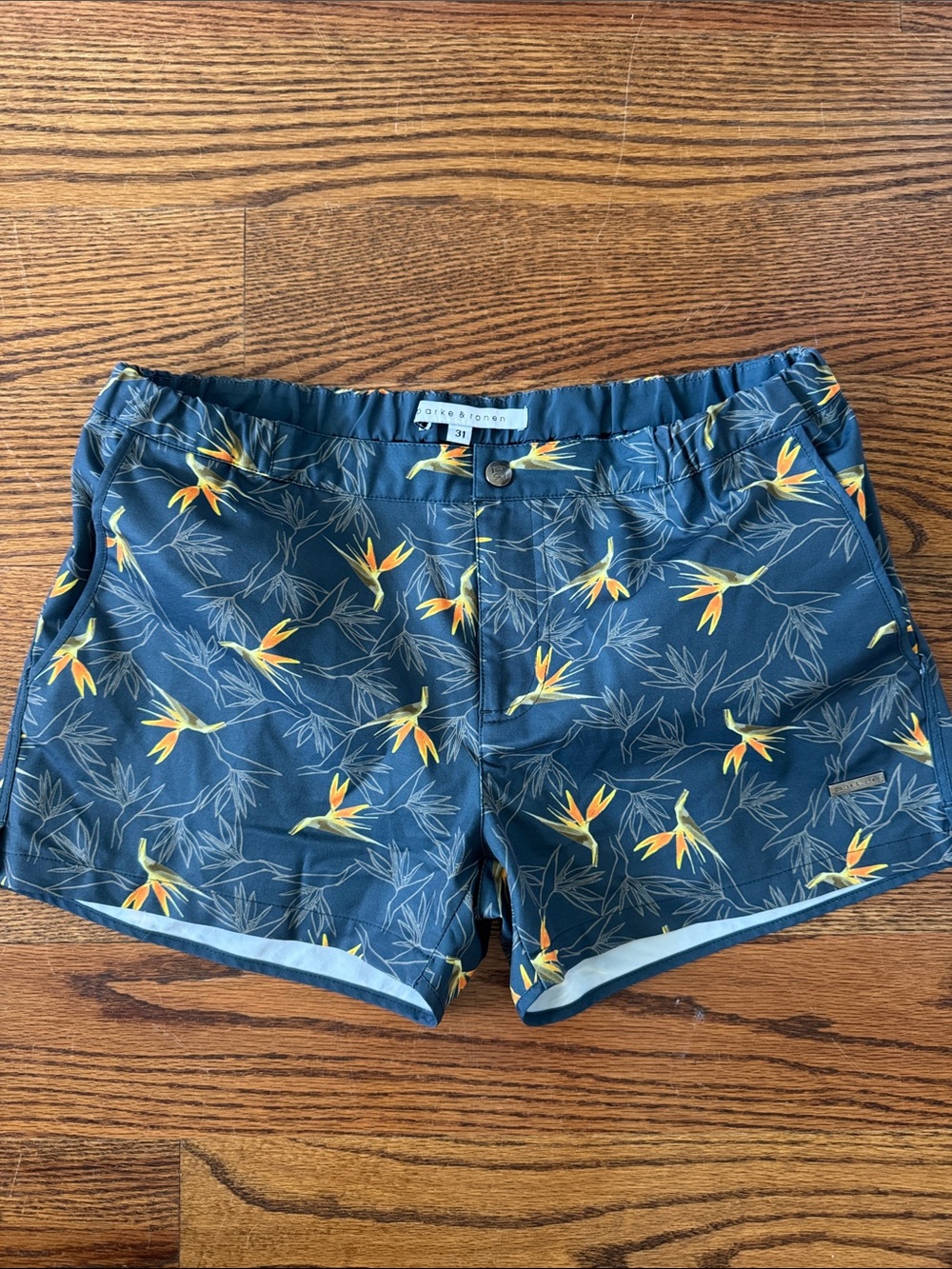 Parke & Ronen Swim Shorts with Yellow Floral Print